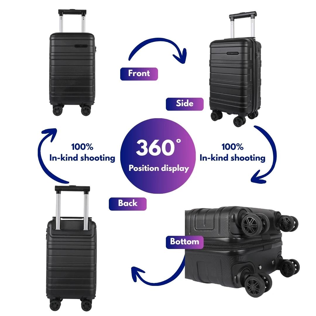 Valise cabine rigide JLY ABS avec roulettes pivotantes amovibles – Valises de cabine légères approuv