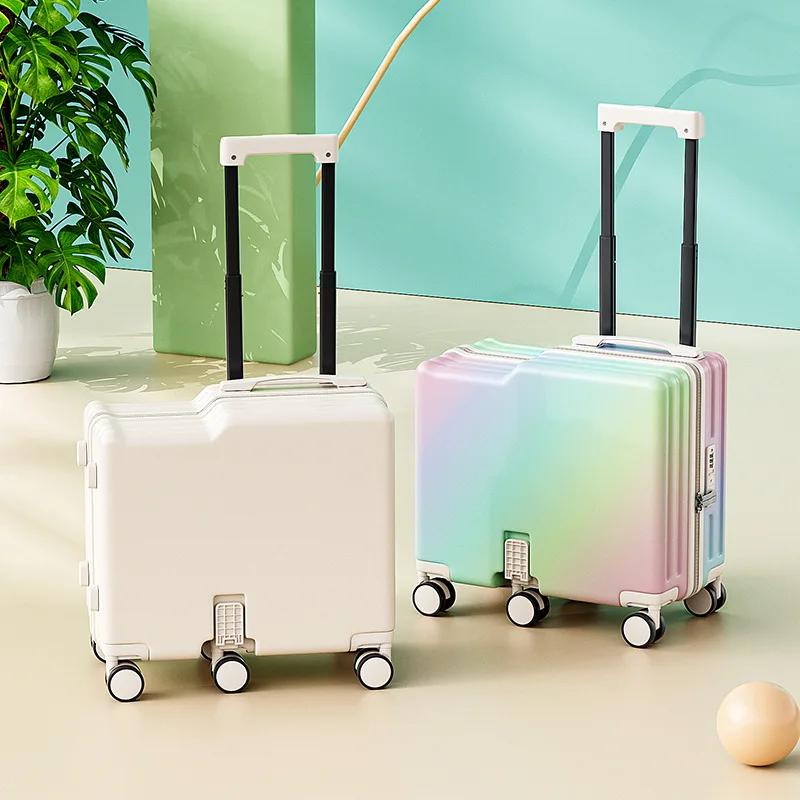 Valises de voyage compactes 18/20 pouces pour enfants, valise à roulettes multifonctionnelle en ABS+