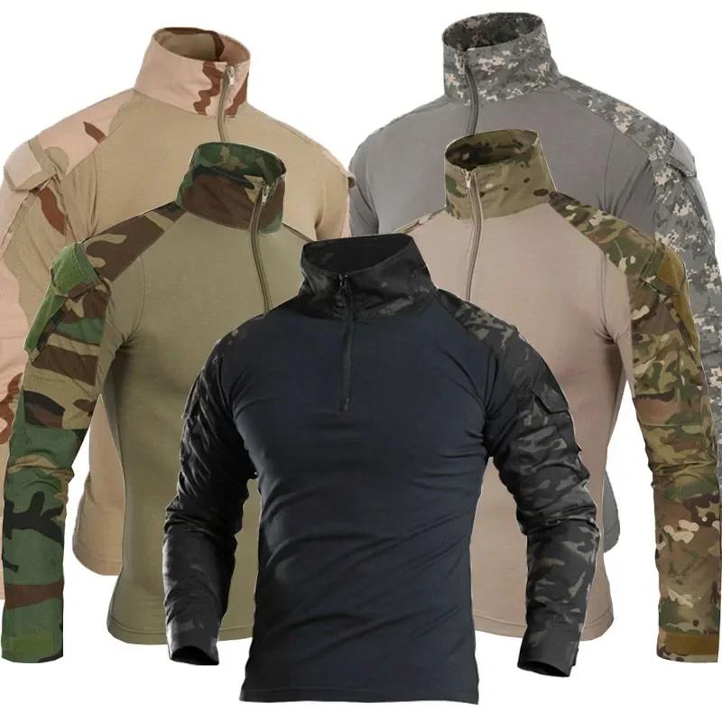 T-Shirts de randonnée tactiques en plein air pour hommes, Combat militaire de l'armée CP Camouflage 