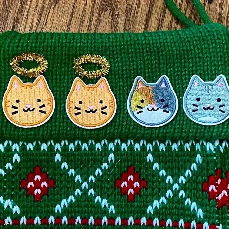 Patch brodé de chat mignon en polaire, thermocollant, à coudre, pour vêtements, casquette, sac, vest