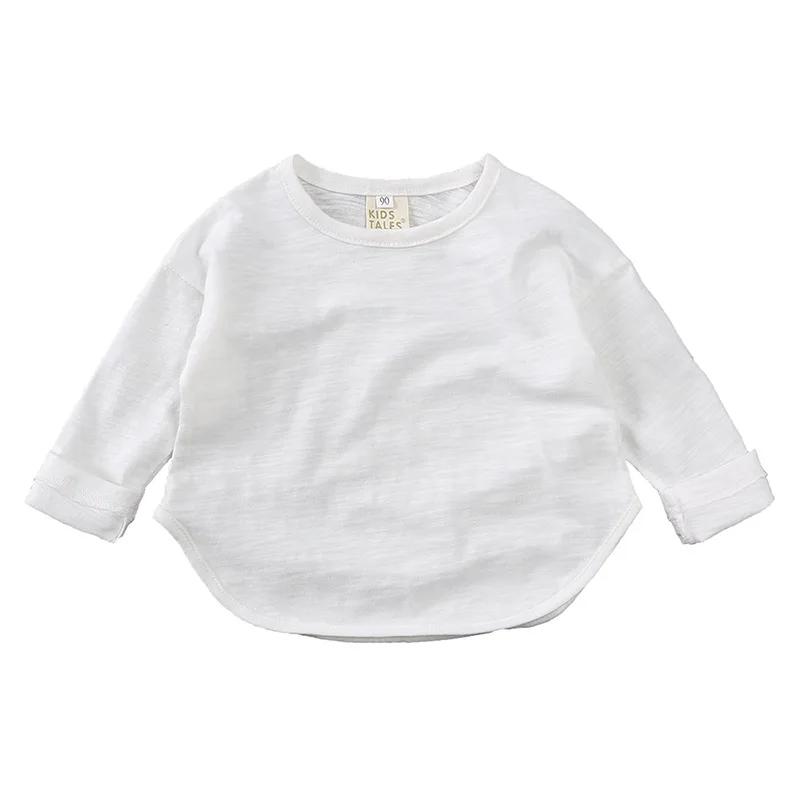 T-shirt à manches longues et col rond pour bébé garçon et fille, en coton, simple et décontracté, un