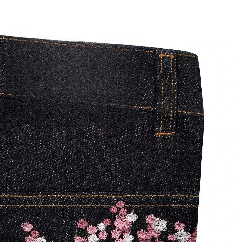 Y2K Harajuku jean Goth vintage fleur de prunier motif brodé pantalon à jambes larges hommes femmes d