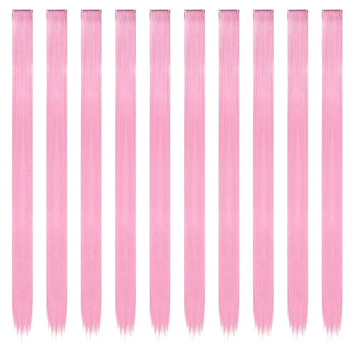 Extensions de cheveux synthétiques longues à clips, 22 pouces, 6/12 pièces, Extensions de cheveux ro