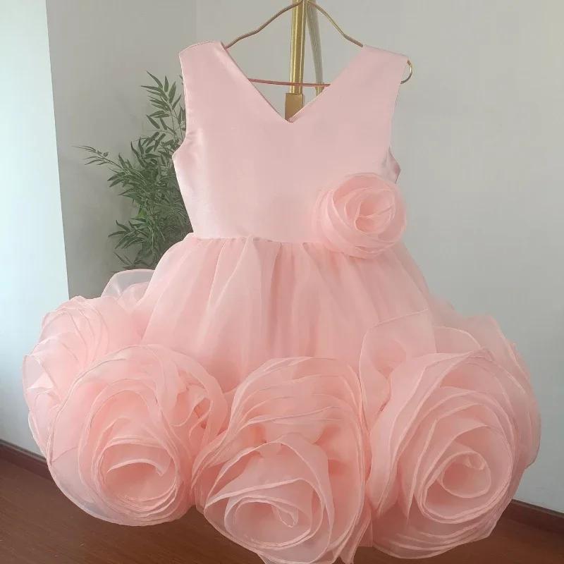 Robe de performance pour filles 2026, nouvelle tendance rose sans manches, pour événements formels, 