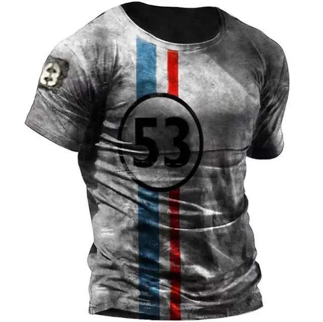 T-shirt d'été pour homme imprimé 3D, style américain, à manches courtes, séchage rapide, vintage, co