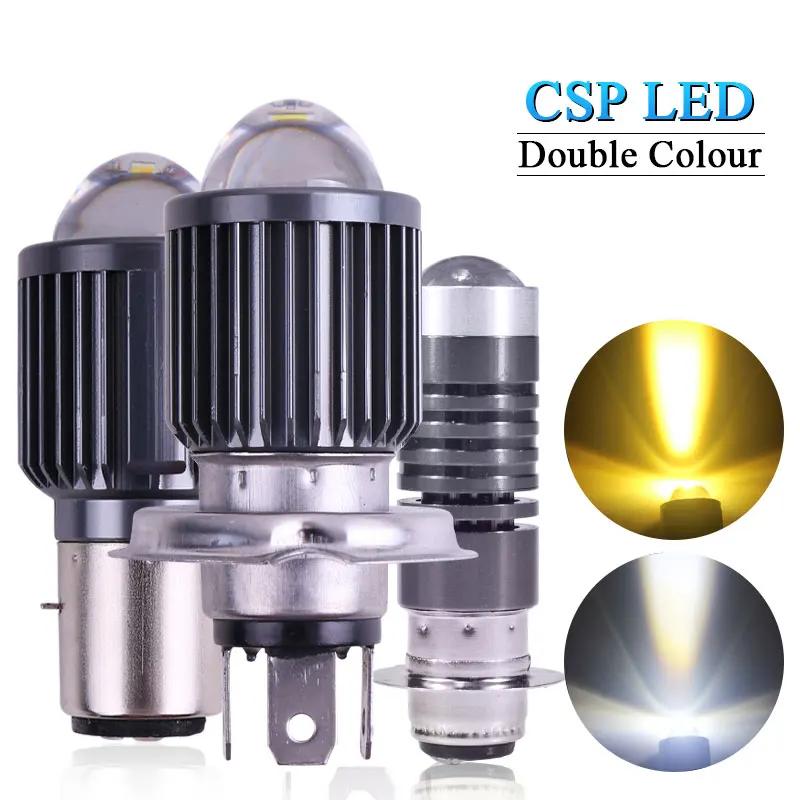 1 pièces 10000LM H4 LED phare de moto H6 BA20D P15D Led CSP lentille blanc jaune salut Lo faisceau m