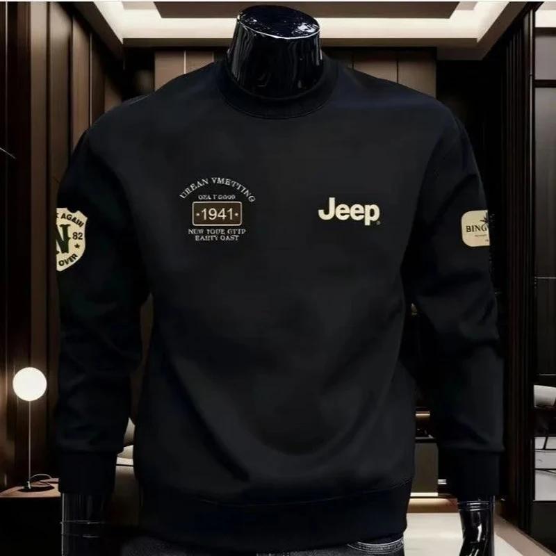 Nouveau sweat-shirt épais à manches longues pour hommes de la marque Jeep, haut imprimé polyvalent à