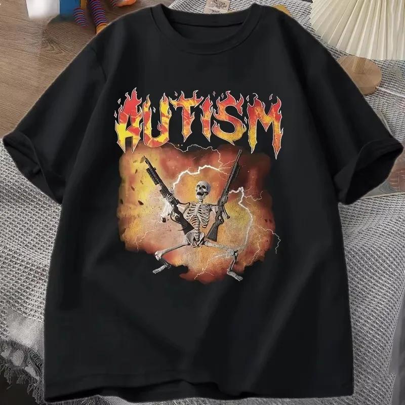 T-shirt drôle squelette autiste pour hommes, t-shirt humoristique autisme pour femmes, t-shirt en co