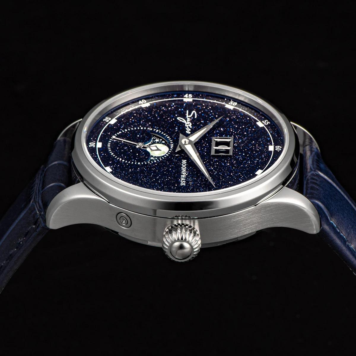Sugess Moonphase montre pour hommes 40mm montres mécaniques automatiques origine ST2528 mouvement ac