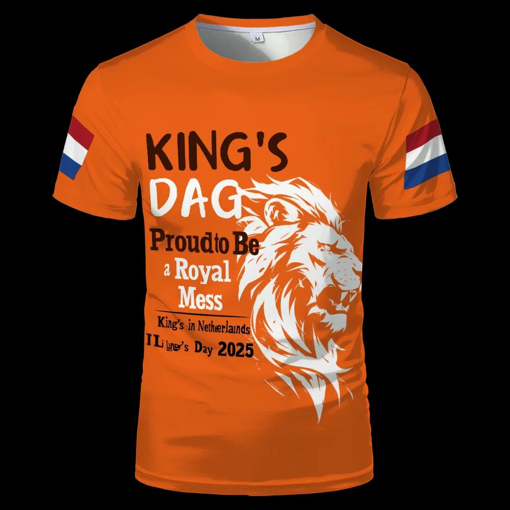 T-shirt à motif de vêtements orange pour la fête du roi néerlandais, avec image du drapeau néerlanda
