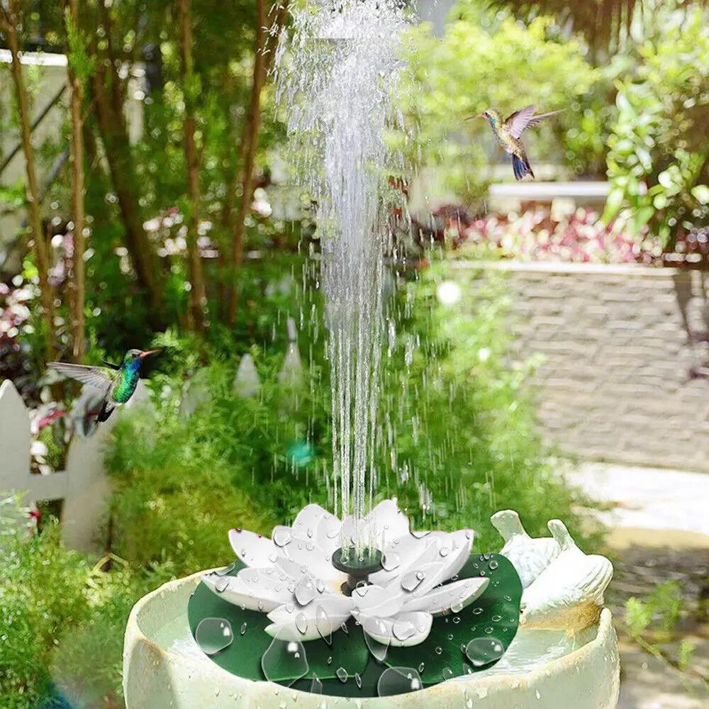 Mini fontaine à eau solaire flottante en forme de Lotus, décoration d'étang, cascade, bain d'oiseaux