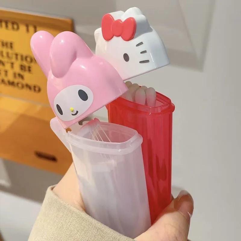 Boîte de rangement de dessin animé Kitty, Kawaii MyMelody, cure-dents mignon, boîte de rangement d'é