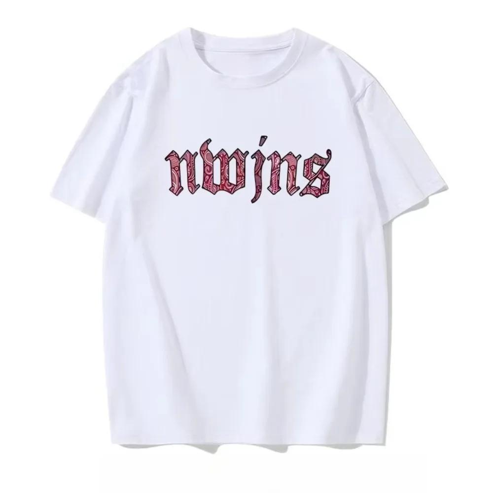 Nouveau jean lettre imprimé à manches courtes dames T-shirt nouveau décontracté motif ample T-shirt 