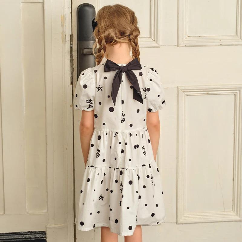 Dave Bella – robe de princesse à manches courtes pour filles, en coton, pour fête d'été et de printe