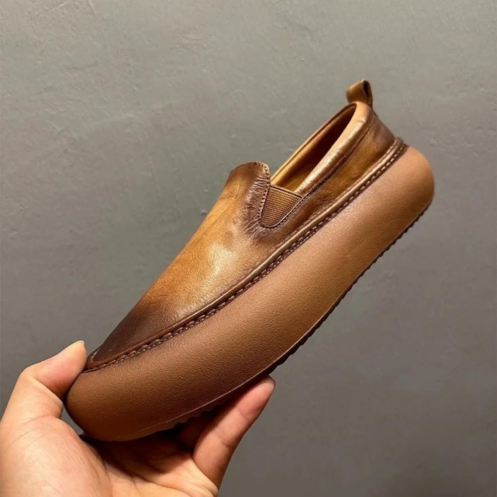 QHCCID chaussures pour hommes en cuir de vachette Vintage faites à la main confortable respirant cla