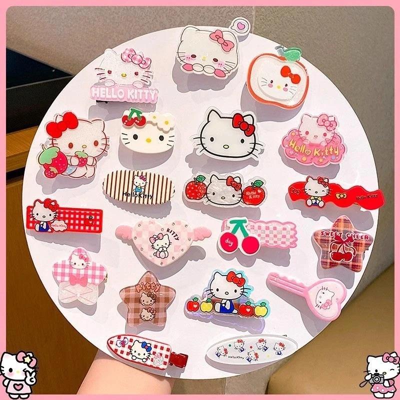 Mesuca 10 pièces Sanrio Hello Kitty mignon pince à cheveux chapeaux filles Anime dessin animé mode é