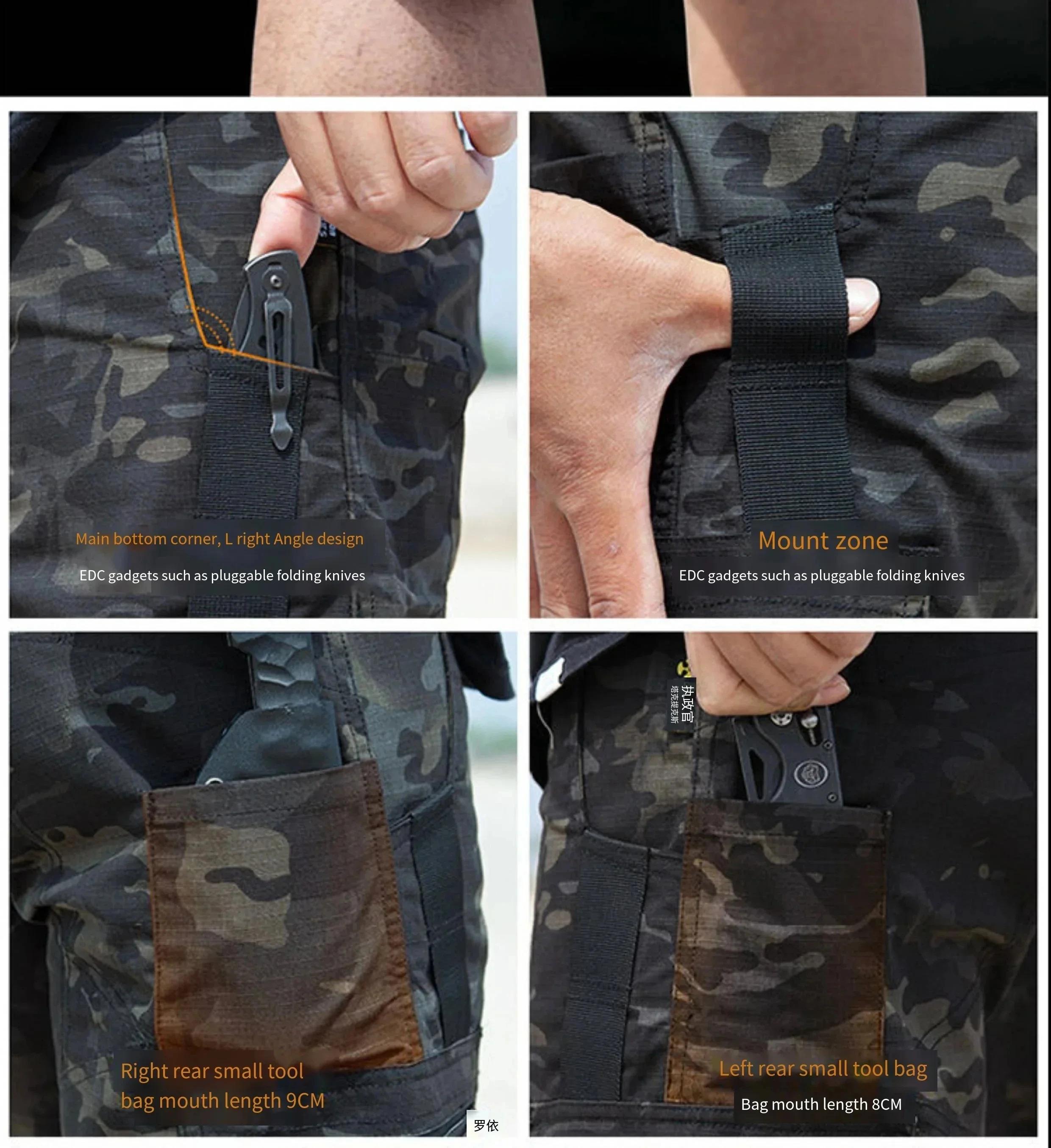 Shorts de camouflage pour hommes, pantalons militaires multi-poches à séchage rapide, pour l'été, ra