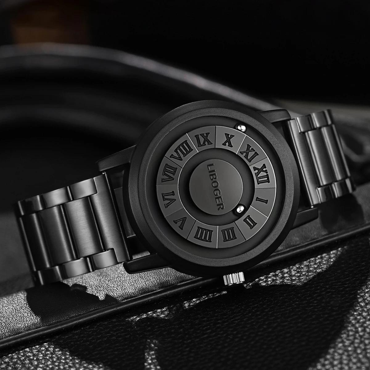 Mode Suspension magnétique hommes d'affaires montre à Quartz Roma cadran montres pour hommes horloge