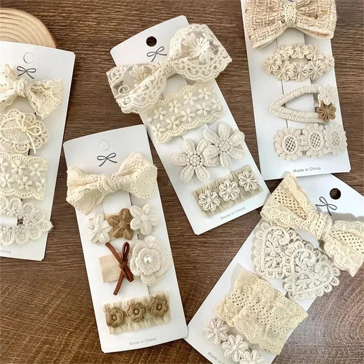 Épingle à cheveux brodée de fleurs pour bébé fille, 4 pièces/ensemble, pinces à cheveux BB douces, B