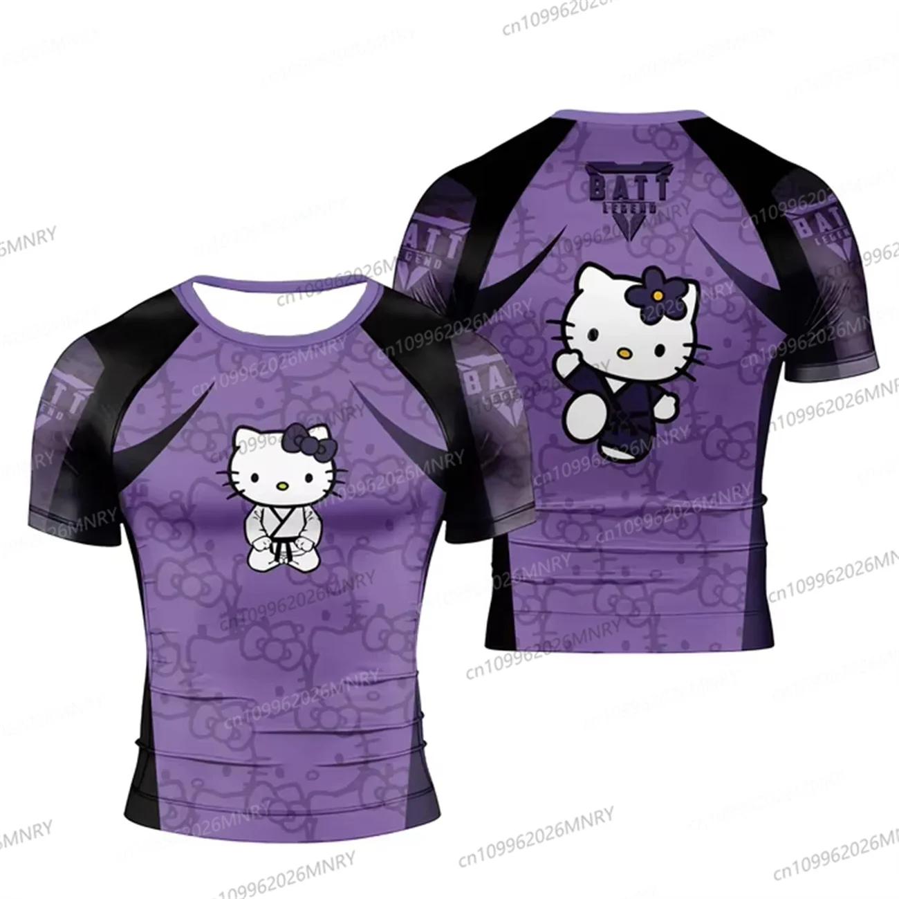 T-shirt imprimé Hello Kitty pour hommes et femmes, maillot de football, de jujitsu, de gymnastique, 