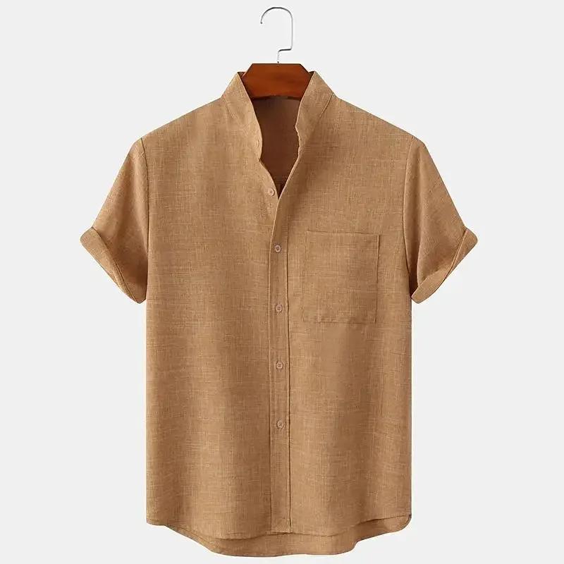 FEGKZLI Chemise en lin 100% coton à manches courtes pour hommes Chemises de plage amples surdimensio