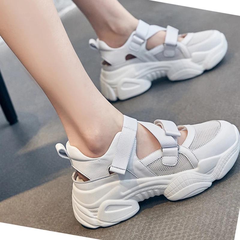 Chaussures en cuir véritable pour femmes, sandales d'été à semelle optique, décontractées, recommand