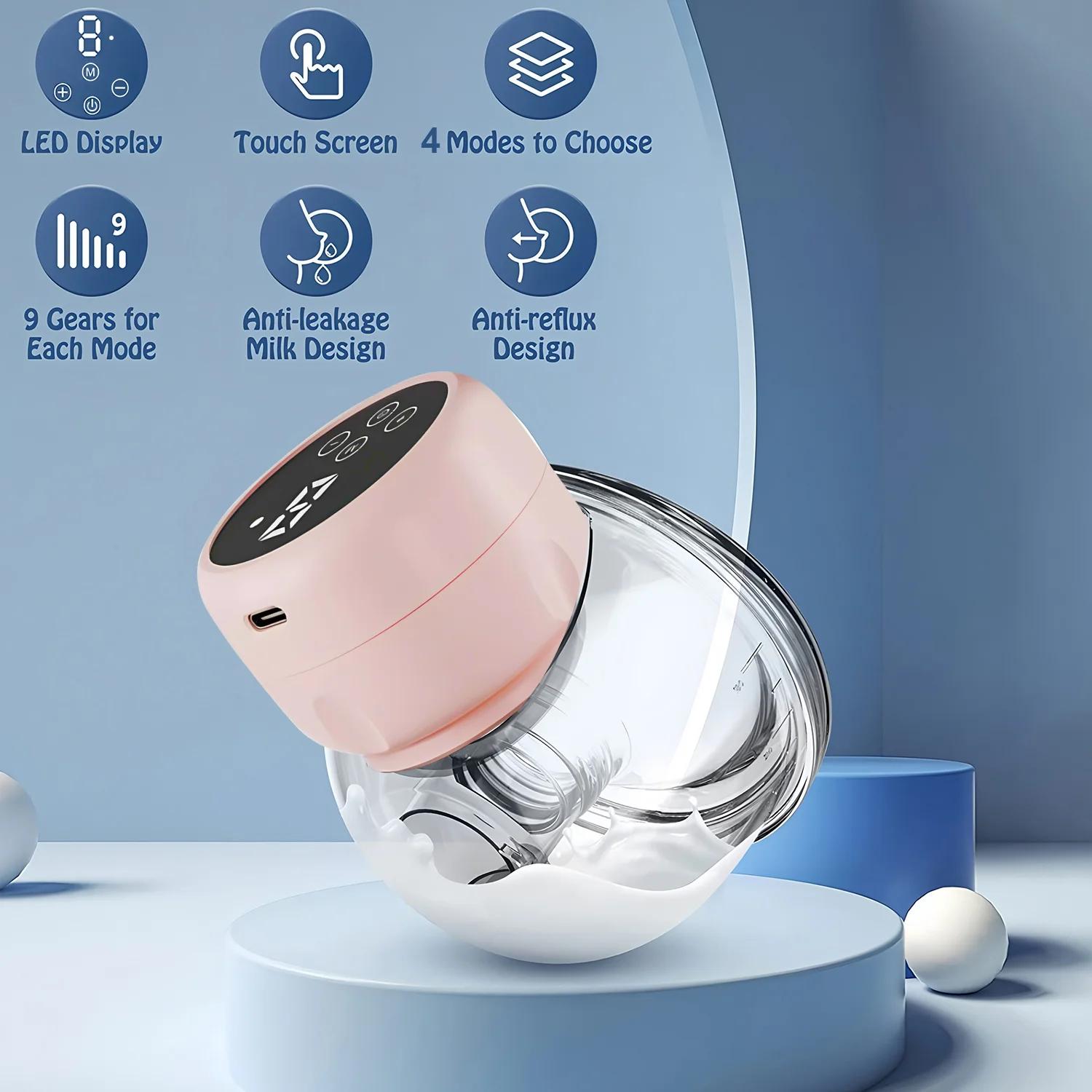 Tire-lait électrique portable mains libres - Machine à traire intelligente à aspiration en silicone pour allaitement