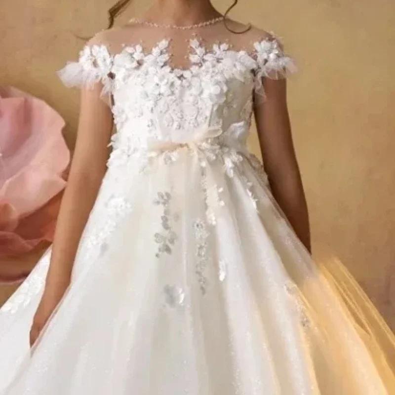 Robe de princesse royale en dentelle 2026 pour demoiselle d'honneur, avec longue traîne, pour specta