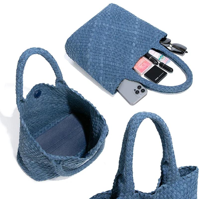 Sac à main en Denim tissé doux et robuste pour femmes, fourre-tout en tricot fait à la main, Style c