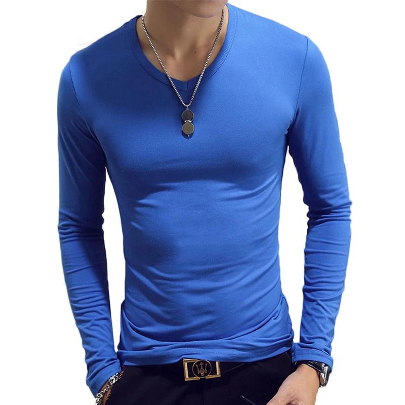 T-shirt à Manches sulfet Col Rond pour Homme, Vêtement Basique, Slim, Décontracté, Couleur Unie, Pri