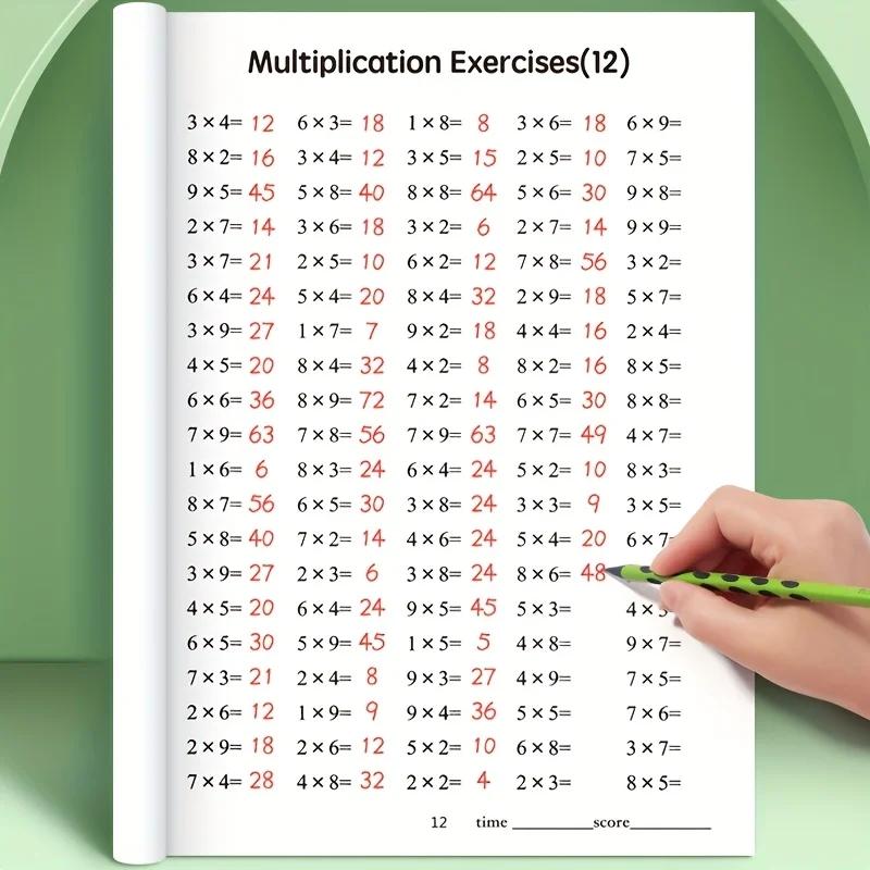 Cahier de travail sur la table de multiplication pour enfants, version anglaise de 48 pages, livre d