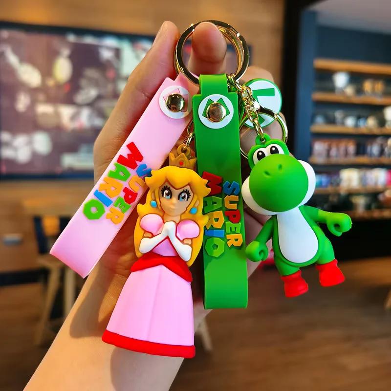 7 Styles de Porte-clés Super Mario Bros, Mario, Luigi, Toad, Yoshi, Bowser, Figurine d'Action en PVC