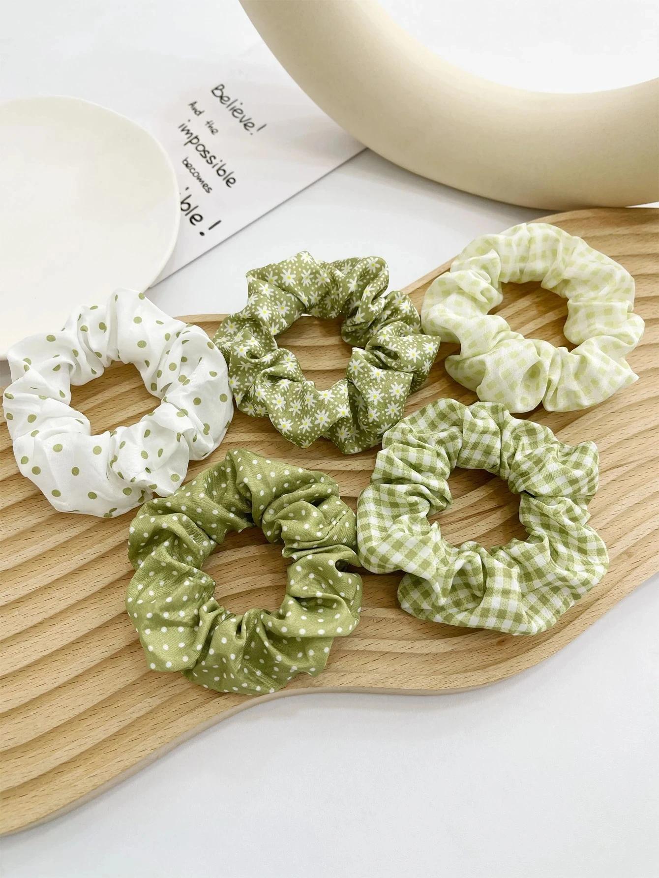Chouchous imprimés à pois, 5 pièces, chouchous élégants, attaches pour cheveux