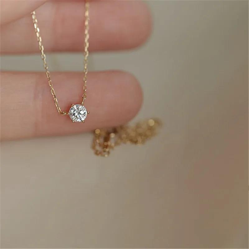 Collier en argent Sterling 925 plaqué or 14 carats, chaîne de clavicule polyvalente en Zircon scinti