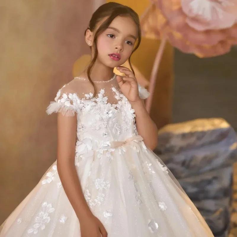 Robe de princesse royale en dentelle 2026 pour demoiselle d'honneur, avec longue traîne, pour specta