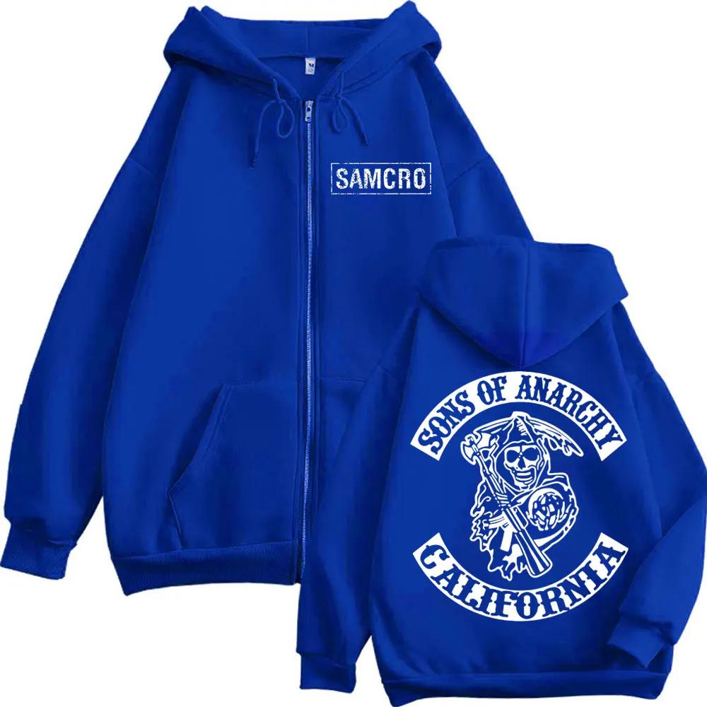 Sons of Anarchy – sweat à capuche avec fermeture éclair imprimée Double face pour hommes et femmes, 
