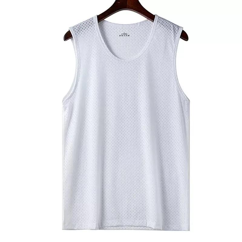 Débardeur Homme en Soie Glacée et Maille, Léger, Sportif, pour l'Été, T-shirt sans Manches, Décontra