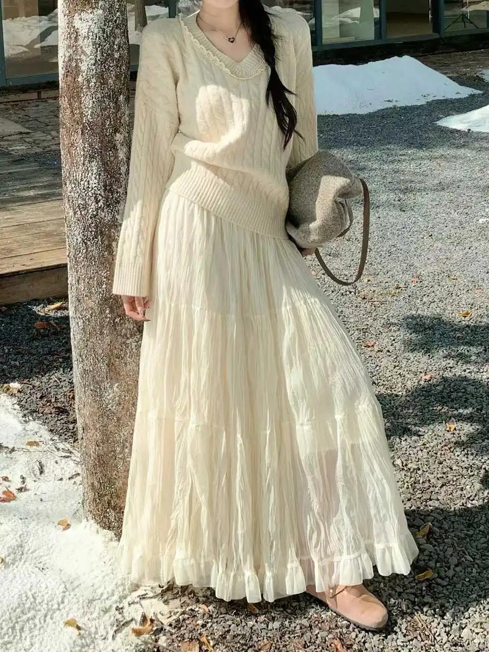 Jupe plissée élégante pour femme avec taille élastique, coupe ajustée, longueur longue, style A, ten