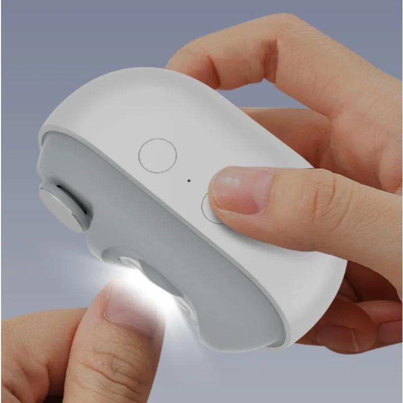 Coupe-ongles électrique, polisseur d'ongles portable avec lumière, lime à ongles, rangement pour cou