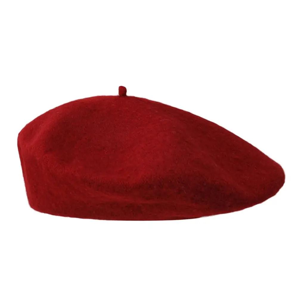 Bérets en laine chauds pour femmes, chapeau de couleur unie, casquette unie élégante, rétro, tout as