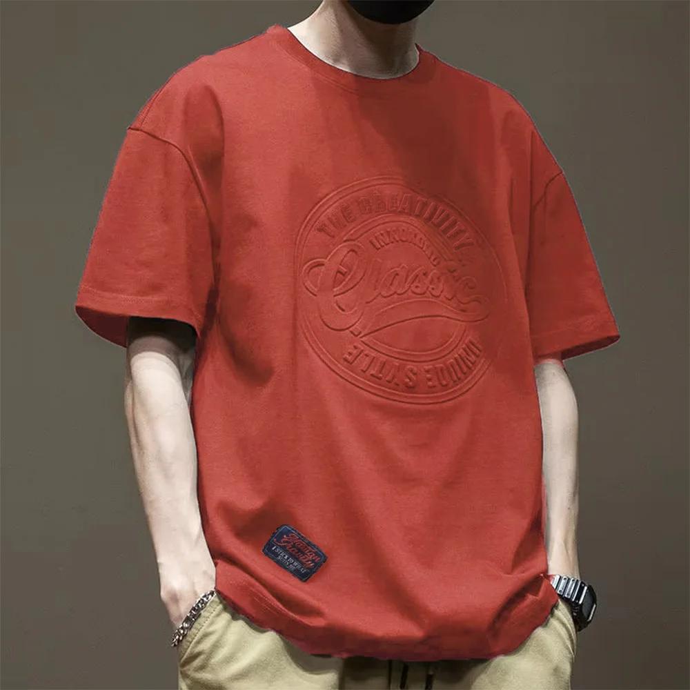 T-shirt à manches courtes en coton imprimé en acier 3D pour hommes, T-shirt rétro américain, T-shirt
