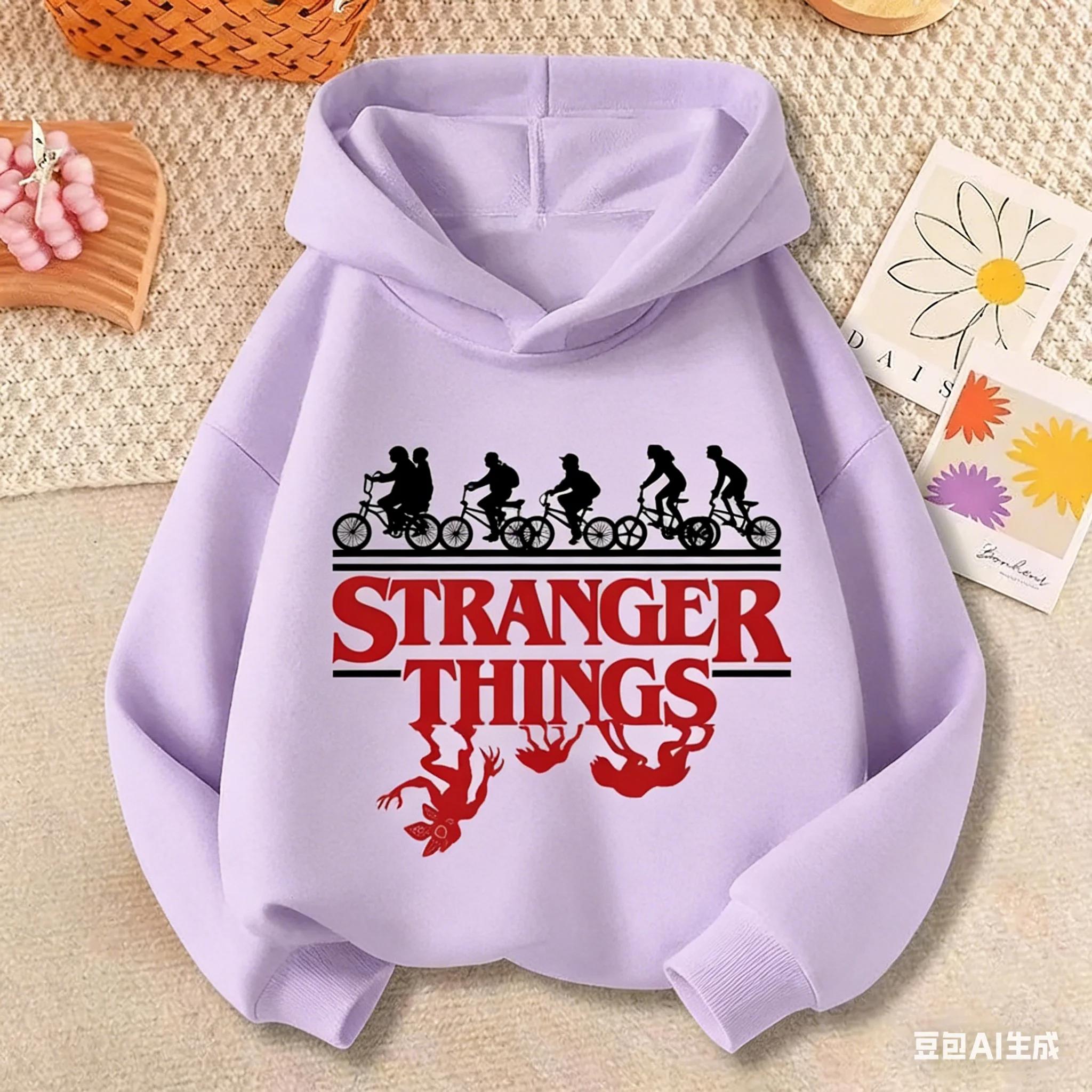 Potdemiel New Stranger Things Bikes Hoodie pour enfants de 3 à 12 ans, sweat-shirt imprimé Demogorgo