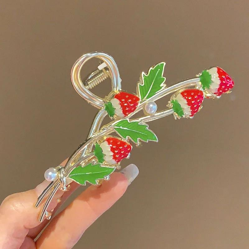 Pince à cheveux fleur douce pour femme, queue de cheval exquise, pince requin, épingles à cheveux po