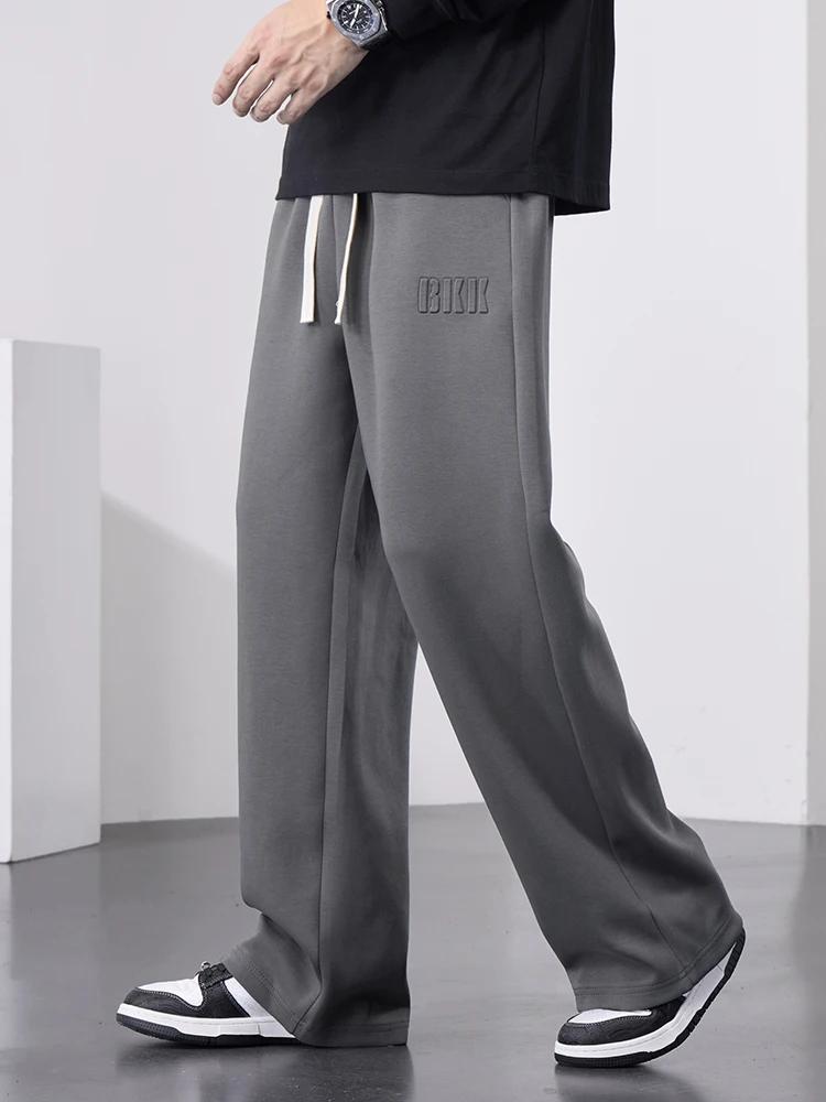Pantalon de survêtement droit pour hommes, jambes larges, en coton, avec cordon de serrage, pantalon