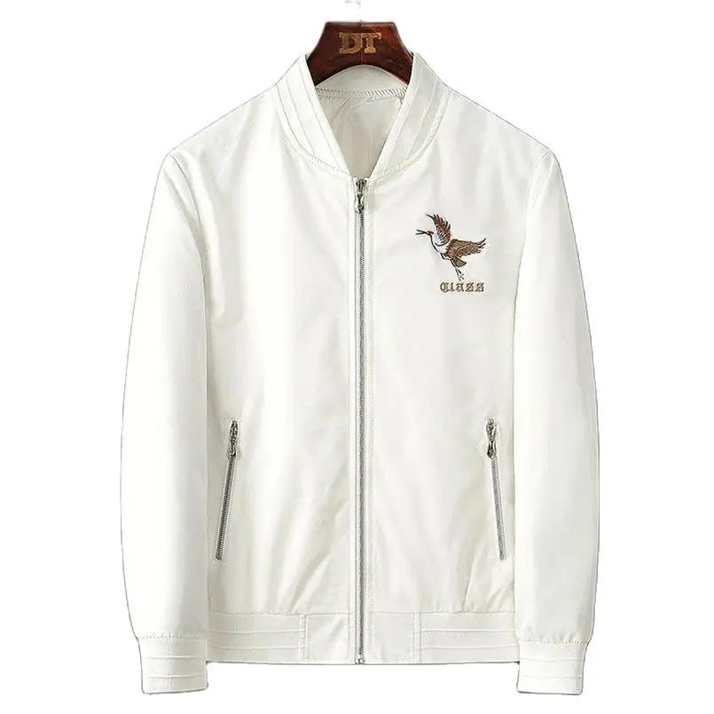 Veste Sukajan brodée Crane pour hommes 2026, Blouson Bomber Harajuku à manches longues, Manteau univ