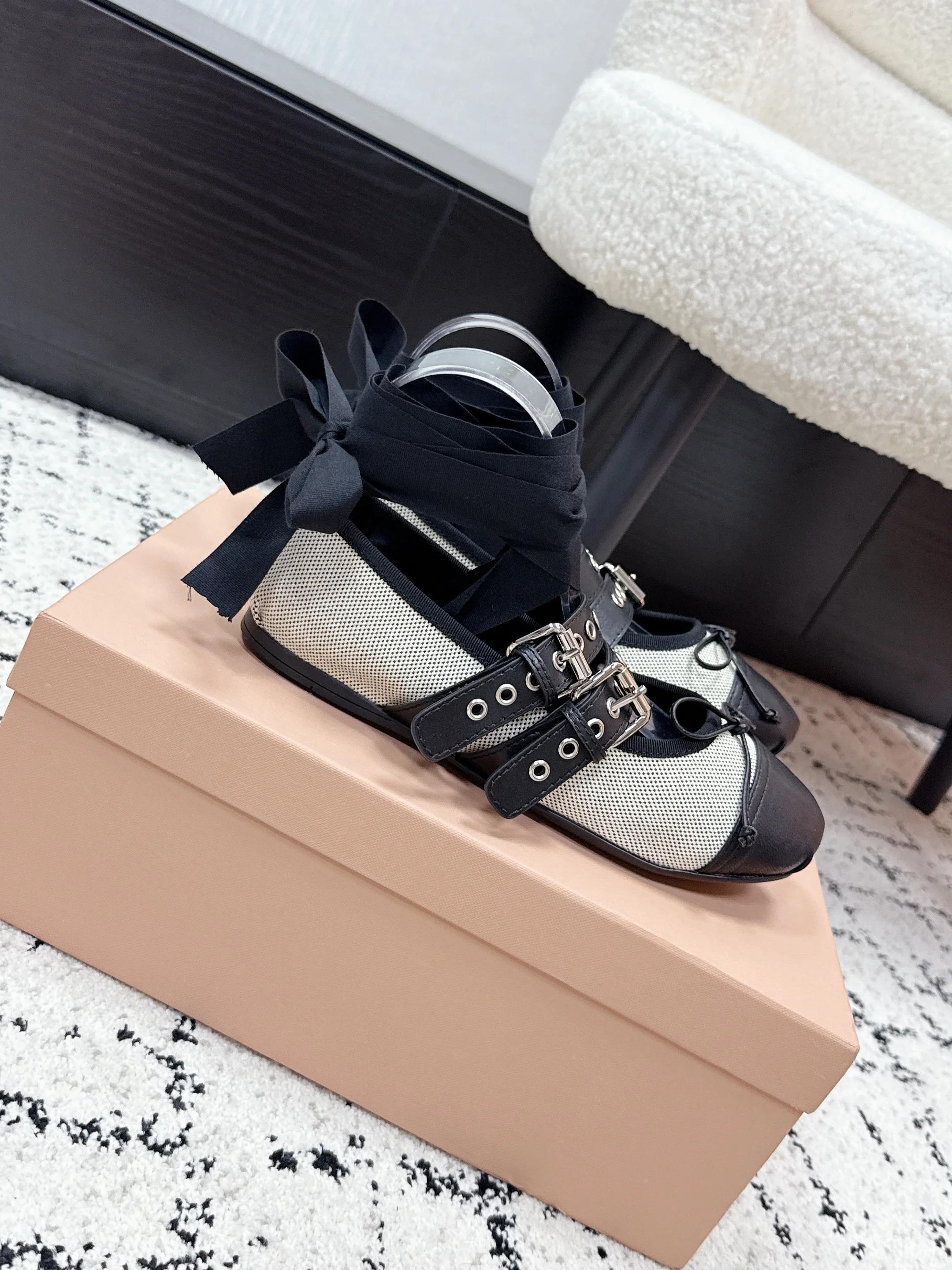 Ballerines de créateur pour femmes en cuir d'agneau, bout rond, style Mary Jane, meilleure qualité, 