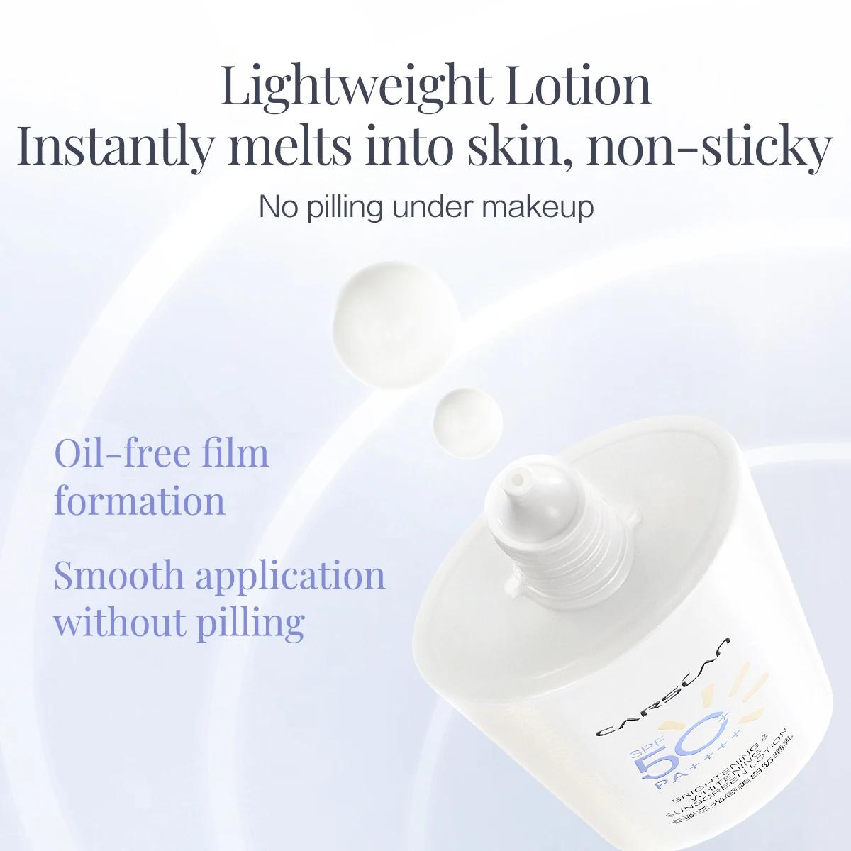 CARSLAN – Lotion solaire éclaircissante et blanchissante, légère, Non collante, imperméable, pour le