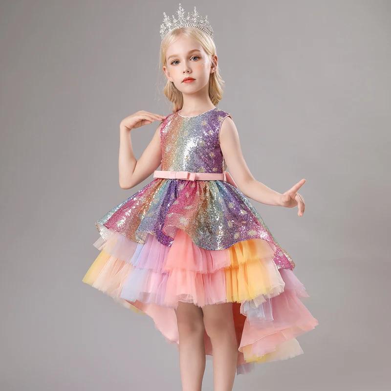 S002 robe pour enfants traînant princesse Spot rose filles 1 juin Performance été nouveau 2023 dente