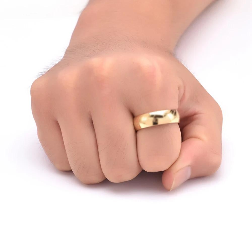Bague sculptée dominatrice Simple en acier inoxydable, couleur or, mot de rune 3D, bagues de Couple,