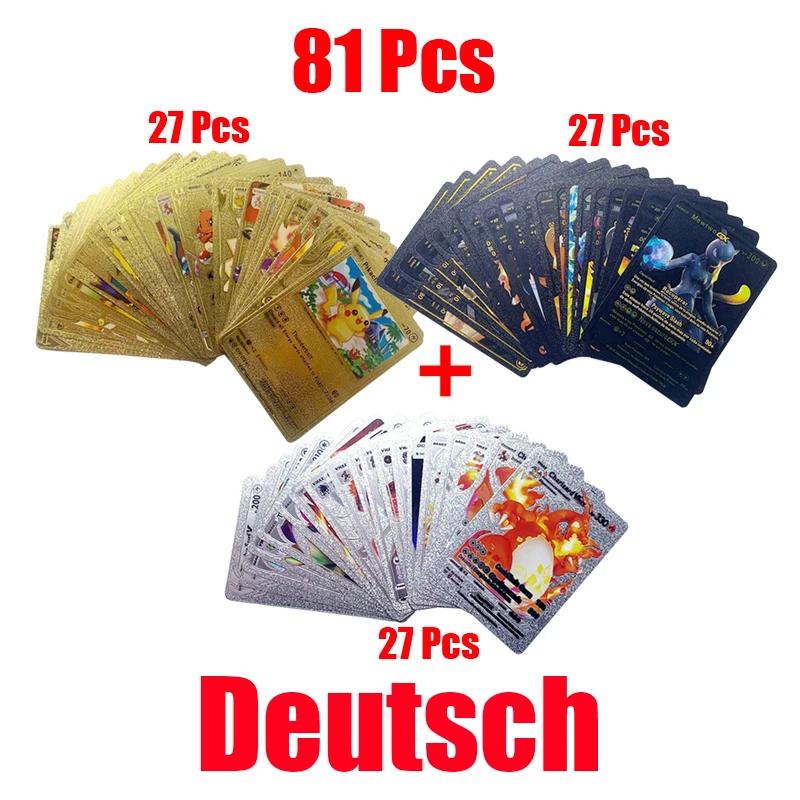 Cartes Pokemon or argent Vmax GX, Collection de cartes d'entraînement de combat, espagnol anglais fr